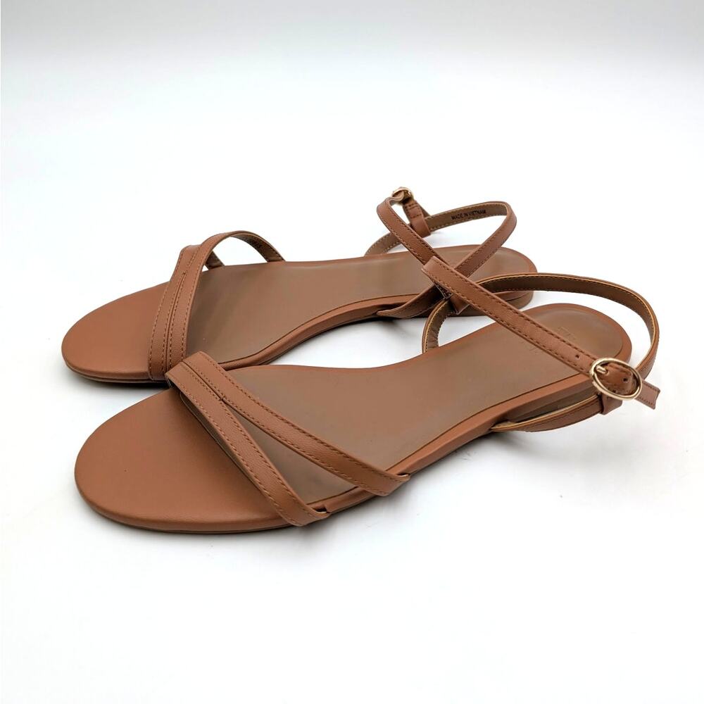 Nordstrom Rack Paros Strappy Flat Sandal Women's Tan/Brown Size US8M EU38